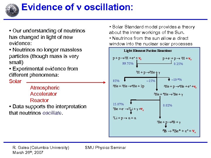 Evidence of oscillation: • Our understanding of neutrinos has changed in light of new