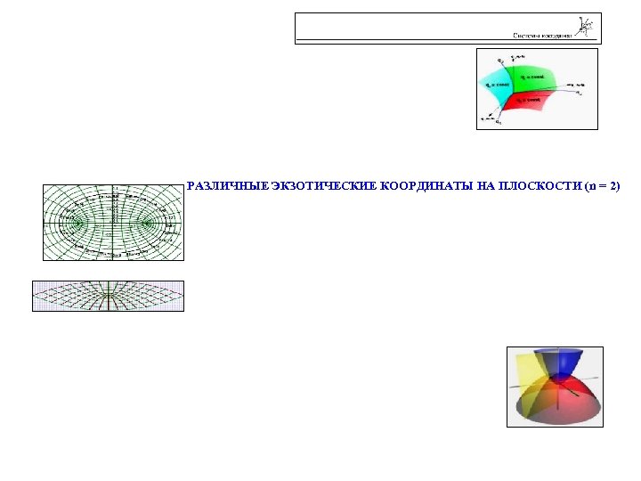 РАЗЛИЧНЫЕ ЭКЗОТИЧЕСКИЕ КООРДИНАТЫ НА ПЛОСКОСТИ (n = 2) 