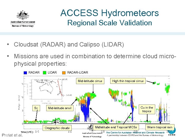 ACCESS Hydrometeors Regional Scale Validation • Cloudsat (RADAR) and Calipso (LIDAR) • Missions are