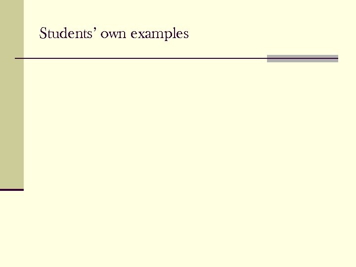 Students’ own examples 