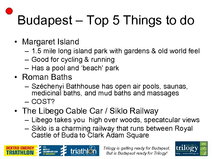 Budapest – Top 5 Things to do • Margaret Island – 1. 5 mile