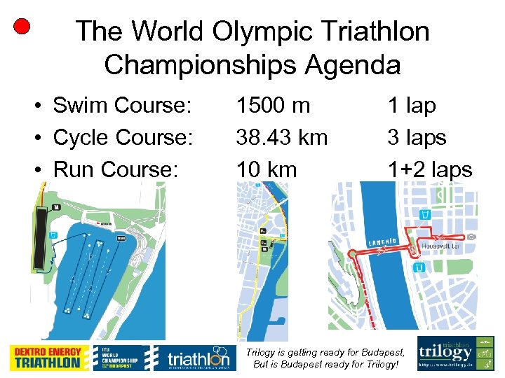 The World Olympic Triathlon Championships Agenda • Swim Course: • Cycle Course: • Run