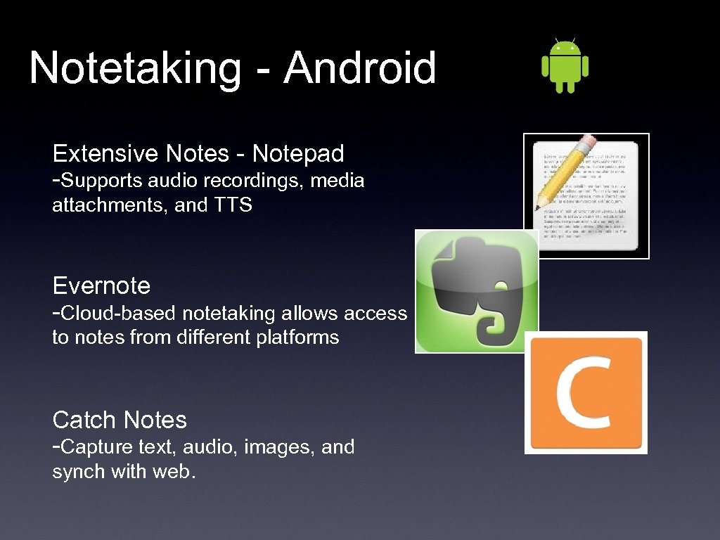 Notetaking - Android Extensive Notes - Notepad -Supports audio recordings, media attachments, and TTS