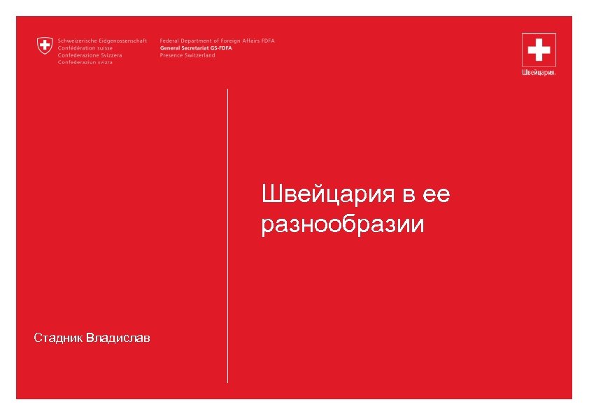 Швейцария в ее разнообразии Стадник Владислав 