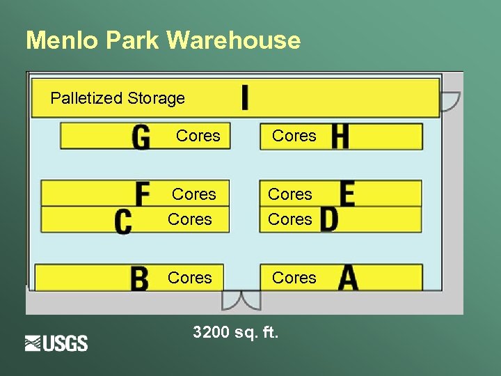 Menlo Park Warehouse Palletized Storage Cores Cores 3200 sq. ft. 