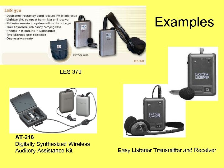 Examples LES 370 AT-216 Digitally Synthesized Wireless Auditory Assistance Kit Easy Listener Transmitter and