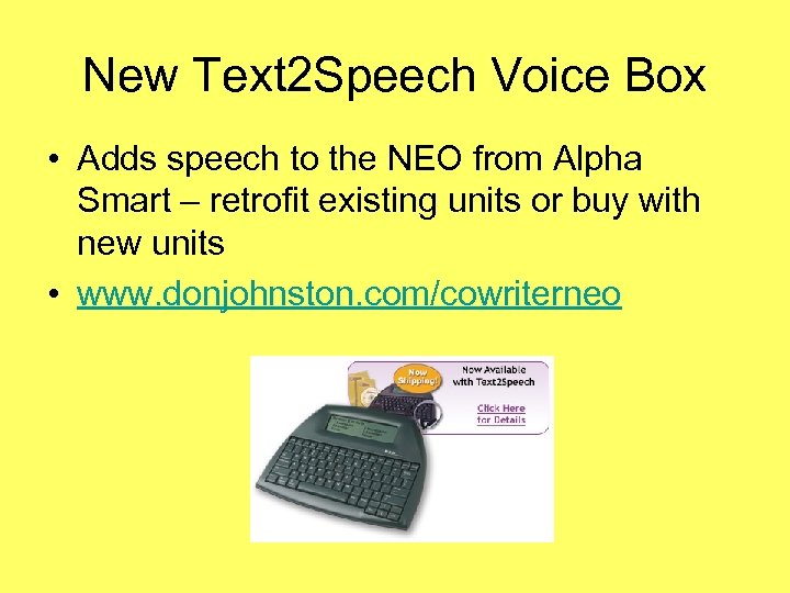 New Text 2 Speech Voice Box • Adds speech to the NEO from Alpha