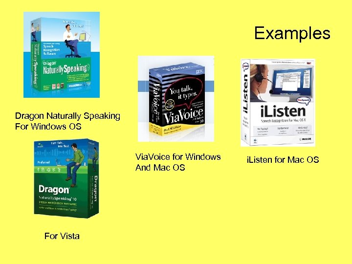 Examples Dragon Naturally Speaking For Windows OS Via. Voice for Windows And Mac OS
