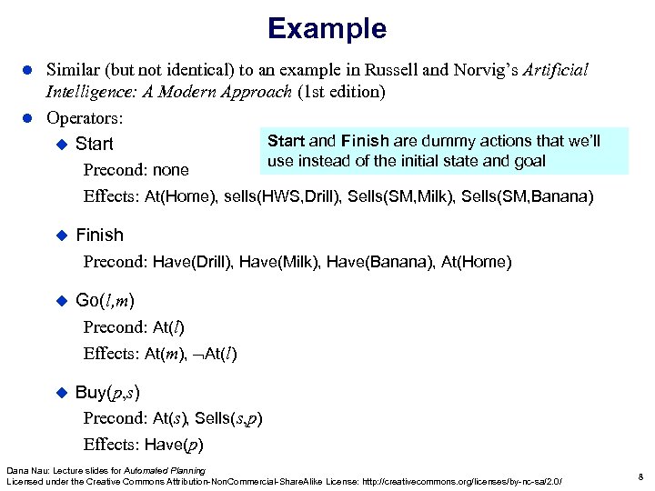 Example Similar (but not identical) to an example in Russell and Norvig’s Artificial Intelligence: