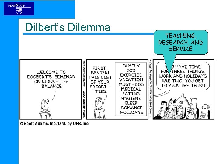 Dilbert’s Dilemma TEACHING, RESEARCH, AND SERVICE 