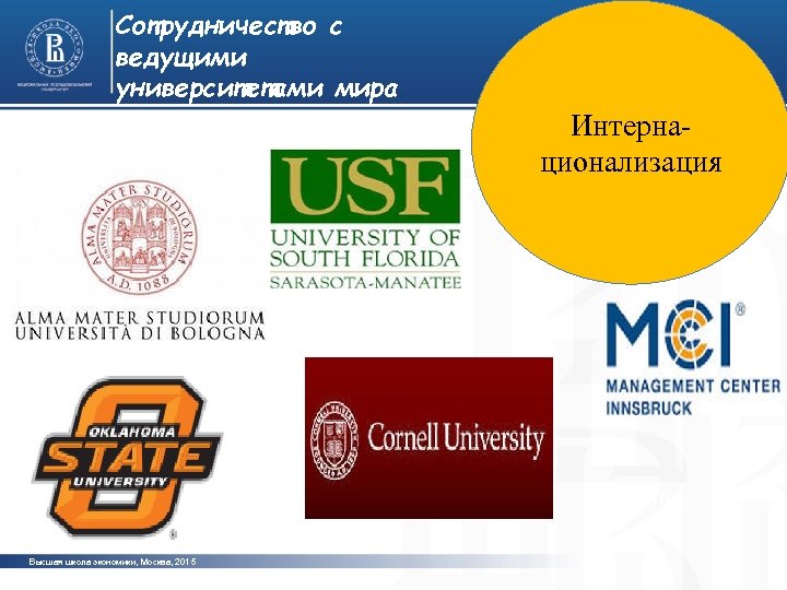 Сотрудничество с ведущими университетами мира Интернационализация фото Высшая школа экономики, Москва, 2015 