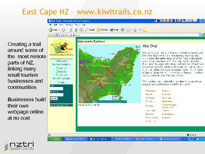 East Cape NZ – www. kiwitrails. co. nz Creating a trail around some of