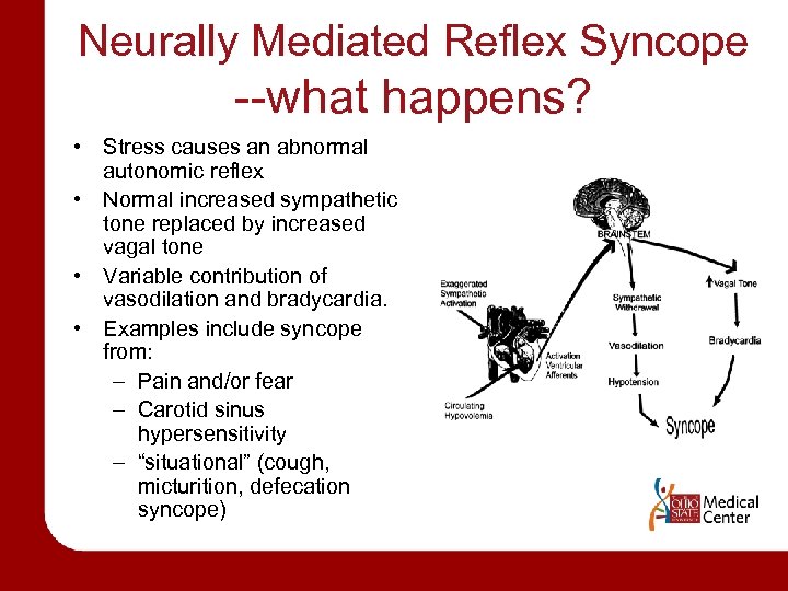 Neurally Mediated Reflex Syncope --what happens? • Stress causes an abnormal autonomic reflex •