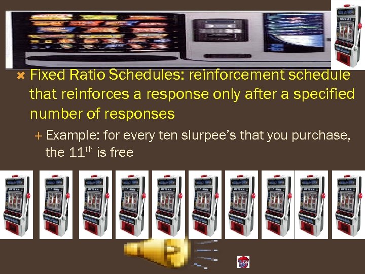  Fixed Ratio Schedules: reinforcement schedule that reinforces a response only after a specified