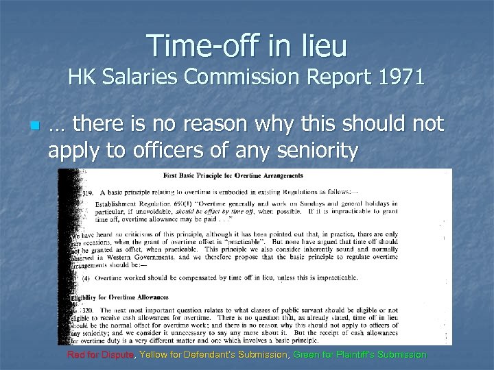 Time-off in lieu HK Salaries Commission Report 1971 n … there is no reason