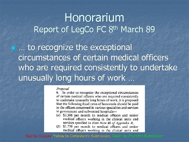 Honorarium Report of Leg. Co FC 8 th March 89 n … to recognize