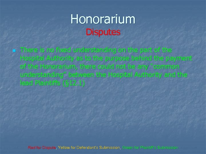 Honorarium Disputes n There is no fixed understanding on the part of the Hospital