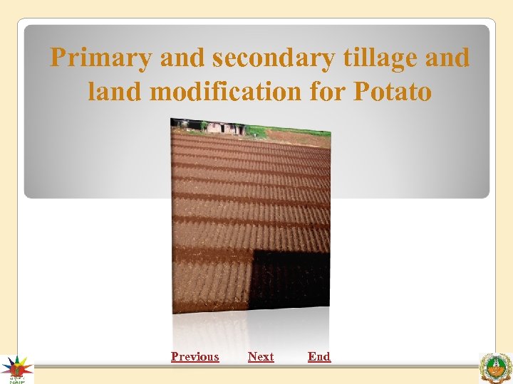 Primary and secondary tillage and land modification for Potato Previous Next End 