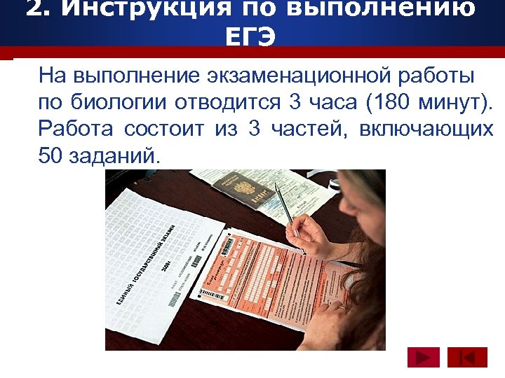 2. Инструкция по выполнению ЕГЭ www. themegallery. com На выполнение экзаменационной работы по биологии