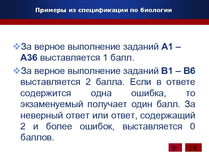 Примеры из спецификации по биологии www. themegallery. com v. За верное выполнение заданий А
