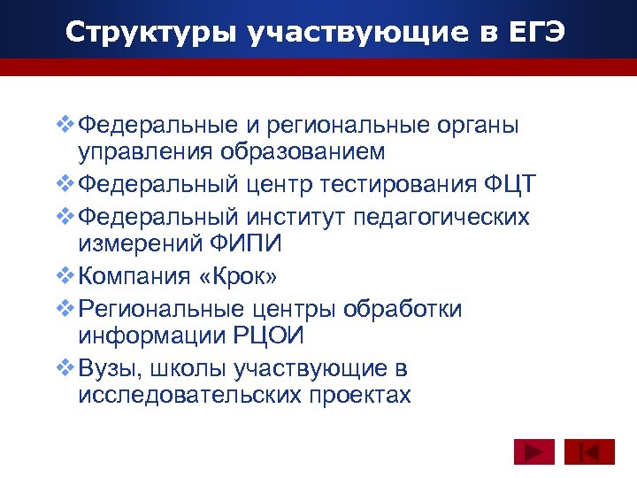 Структуры участвующие в ЕГЭ www. themegallery. com v Федеральные и региональные органы управления образованием