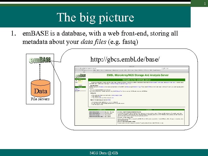 1 The big picture 1. em. BASE is a database, with a web front-end,