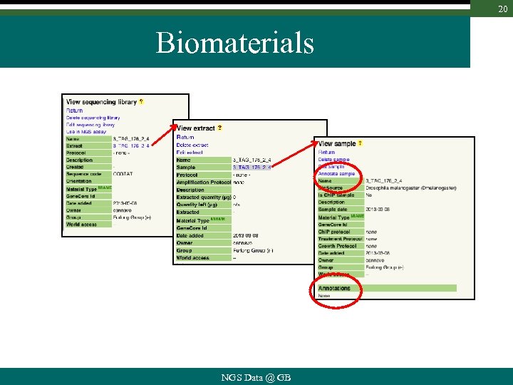 20 Biomaterials NGS Data @ GB 