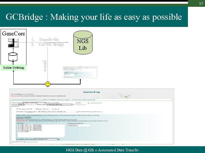 37 GCBridge : Making your life as easy as possible Gene. Core Online Ordering