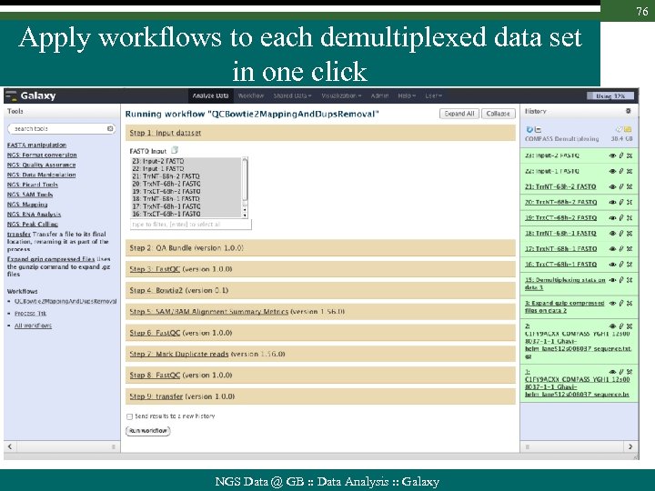 76 Apply workflows to each demultiplexed data set in one click NGS Data @