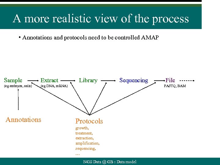 A more realistic view of the process • Annotations and protocols need to be