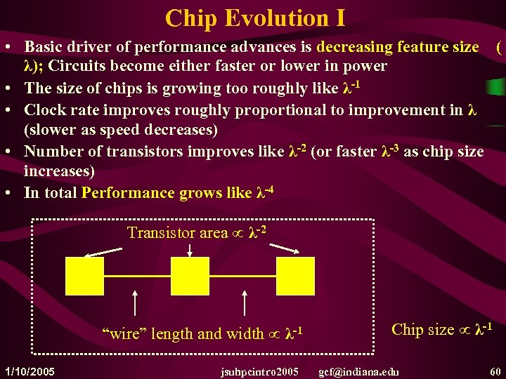 Chip Evolution I • Basic driver of performance advances is decreasing feature size (