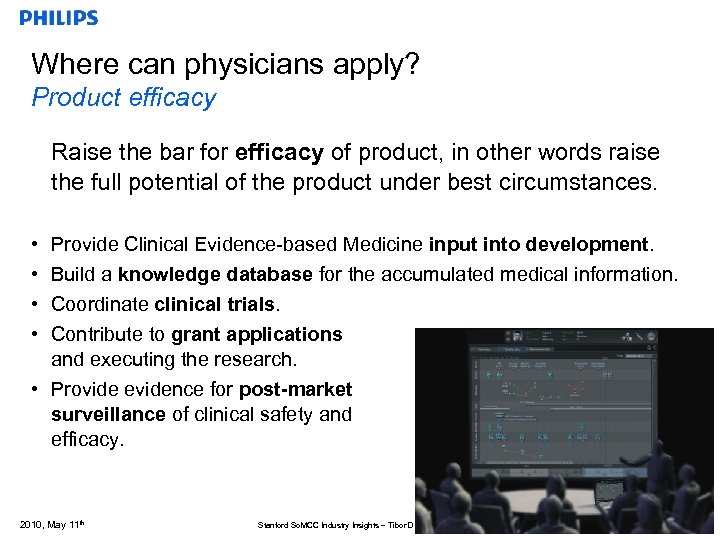 Where can physicians apply? Product efficacy Raise the bar for efficacy of product, in