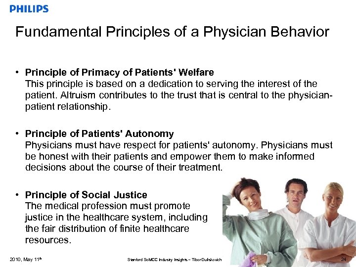 Fundamental Principles of a Physician Behavior • Principle of Primacy of Patients' Welfare This