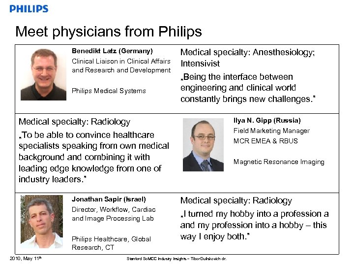 Meet physicians from Philips Benedikt Latz (Germany) Clinical Liaison in Clinical Affairs and Research