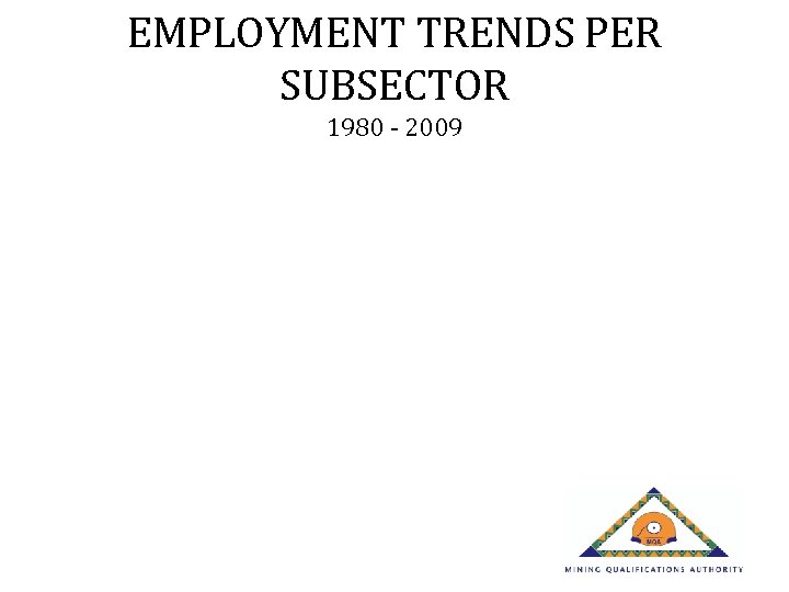 EMPLOYMENT TRENDS PER SUBSECTOR 1980 - 2009 