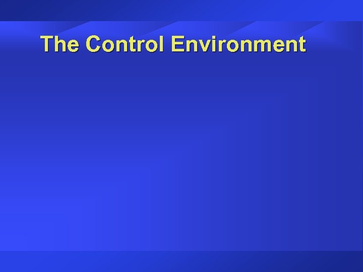The Control Environment 
