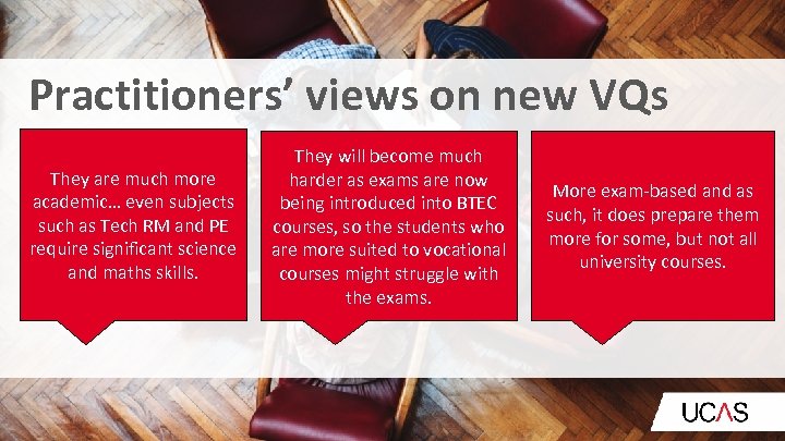 Practitioners’ views on new VQs They are much more academic… even subjects such as