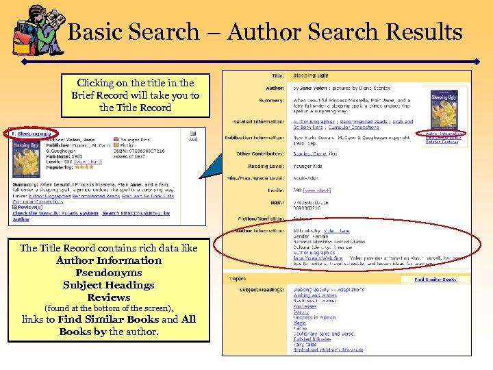 Basic Search – Author Search Results Clicking on the title in the Brief Record