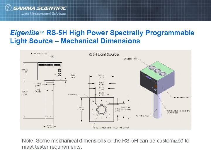 Eigenlite. TM RS-5 H High Power Spectrally Programmable Light Source – Mechanical Dimensions Note: