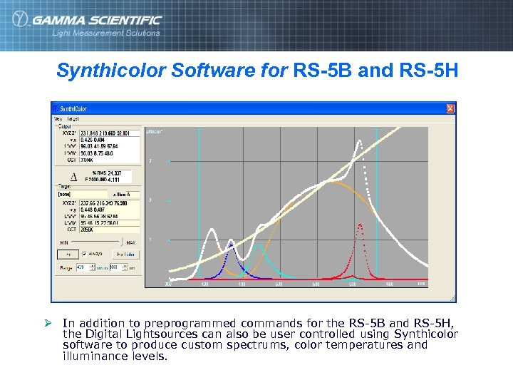 Synthicolor Software for RS-5 B and RS-5 H Ø In addition to preprogrammed commands