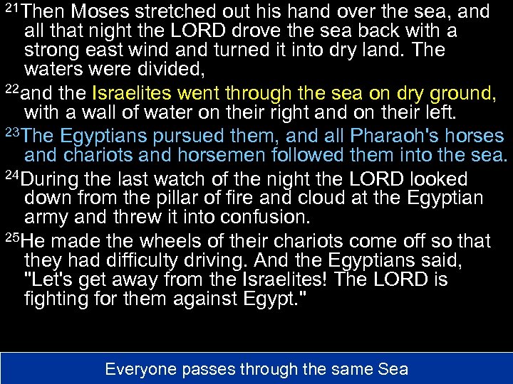 21 Then Moses stretched out his hand over the sea, and all that night