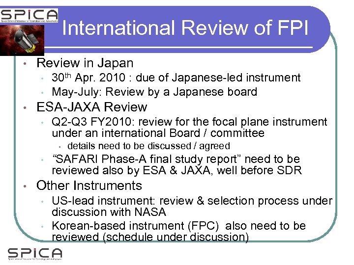 International Review of FPI • Review in Japan • • • 30 th Apr.