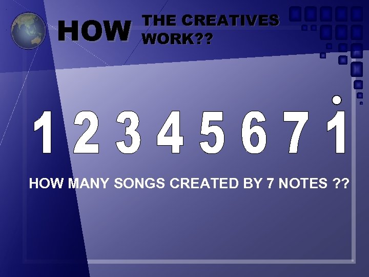 HOW THE CREATIVES WORK? ? HOW MANY SONGS CREATED BY 7 NOTES ? ?