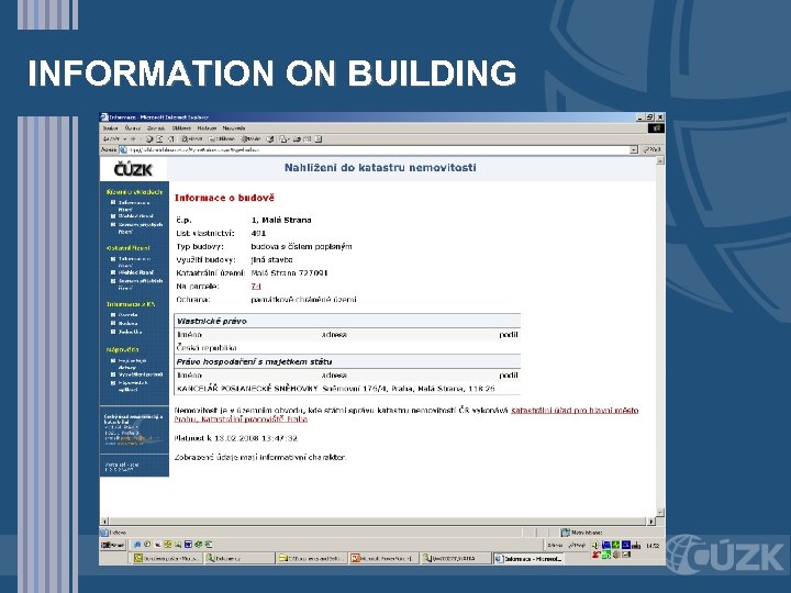 INFORMATION ON BUILDING 