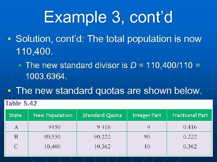 Example 3, cont’d • Solution, cont’d: The total population is now 110, 400. •
