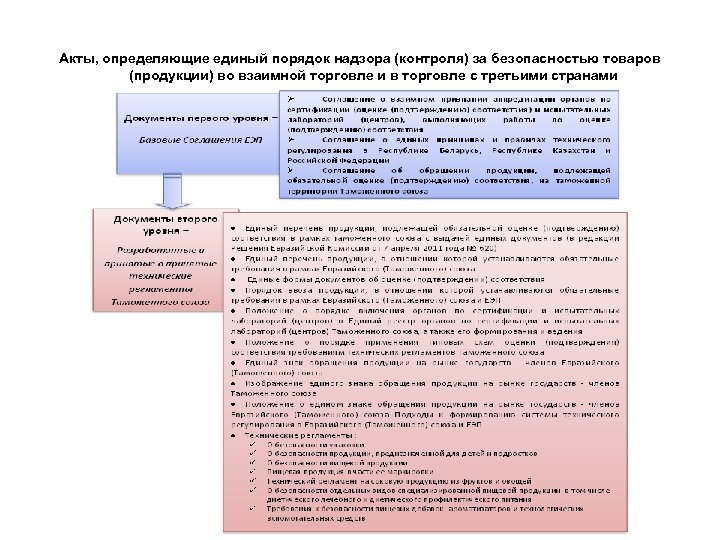 Акты, определяющие единый порядок надзора (контроля) за безопасностью товаров (продукции) во взаимной торговле и