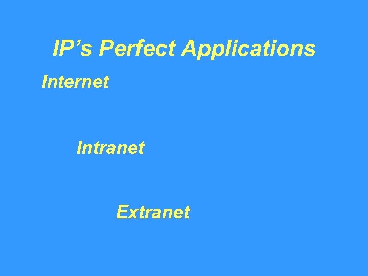 IP’s Perfect Applications Internet Intranet Extranet 