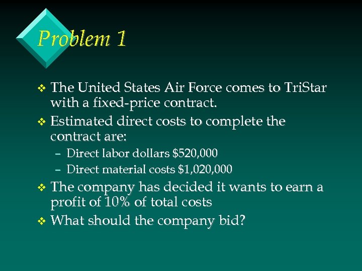 Problem 1 The United States Air Force comes to Tri. Star with a fixed-price