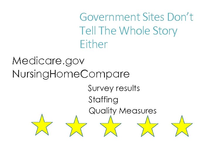 Government Sites Don’t Tell The Whole Story Either Medicare. gov Nursing. Home. Compare Survey