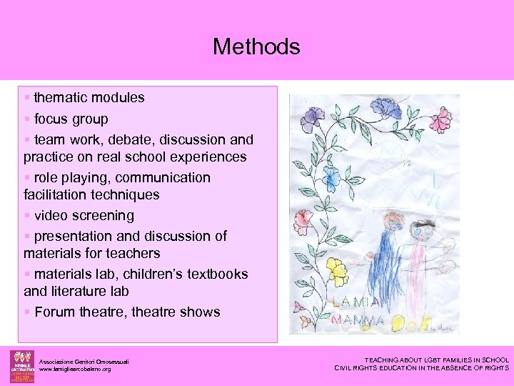 Methods thematic modules focus group team work, debate, discussion and practice on real school
